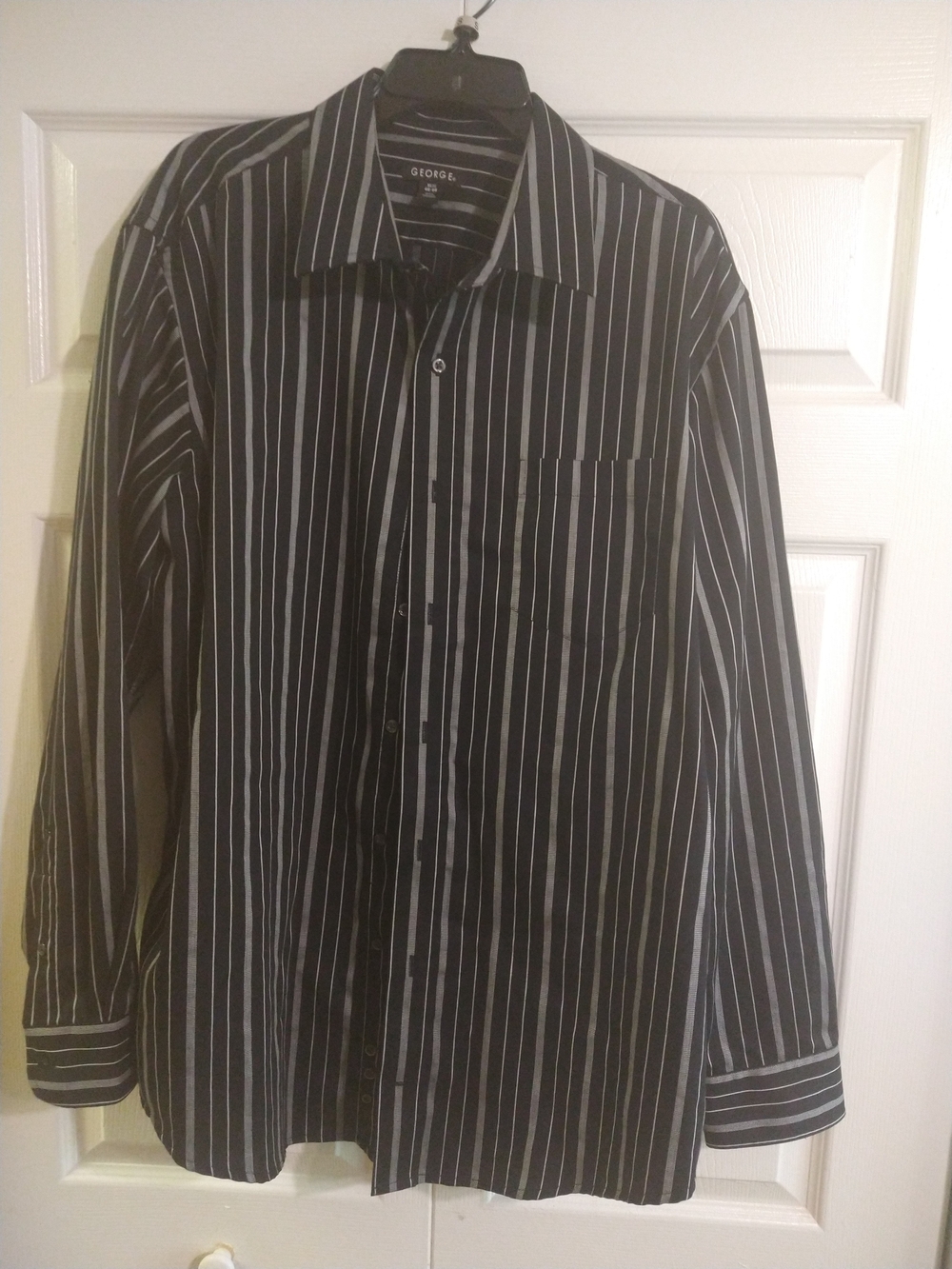 George Black Shirt with White Pinstripes